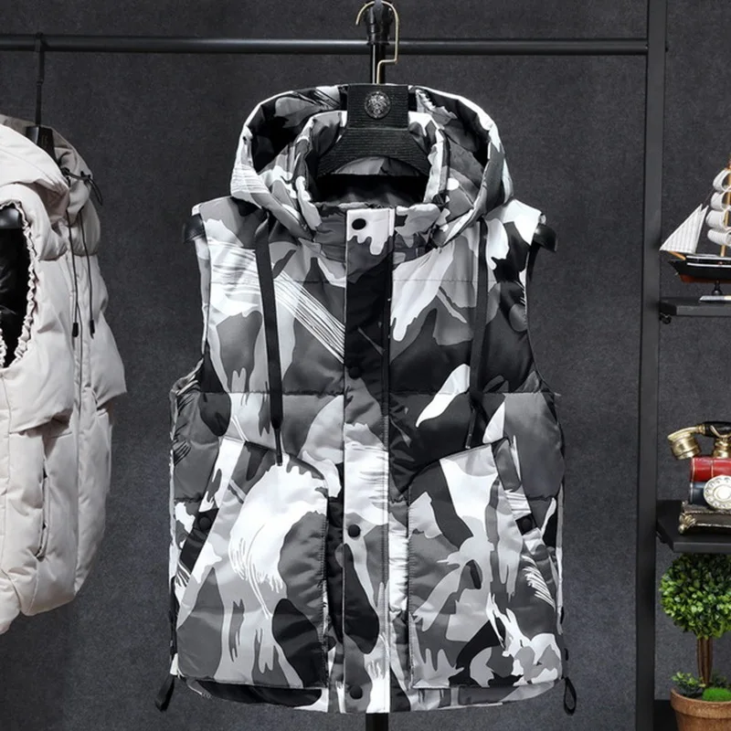 Camouflage Зимний хлопковый жилет 7XL мужской зимний мужской пиджак среднего возраста тренд теплый студенческий утолщенный большой размер хлопковый ватный жилет 6XL 5XL - Цвет: Camouflage
