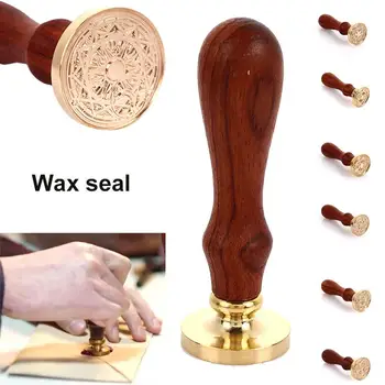 

Brass Seal Greeting Envelope Gift Decors Sign Wooden Handle Magic Figure Craft Durable Seal Blessings Tags Invitations