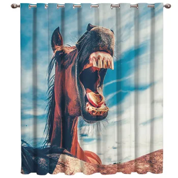 

Funny Design Animals Horse Window Treatments Curtains Valance Room Curtains Large Window Window Curtains Dark Curtain Rod Living