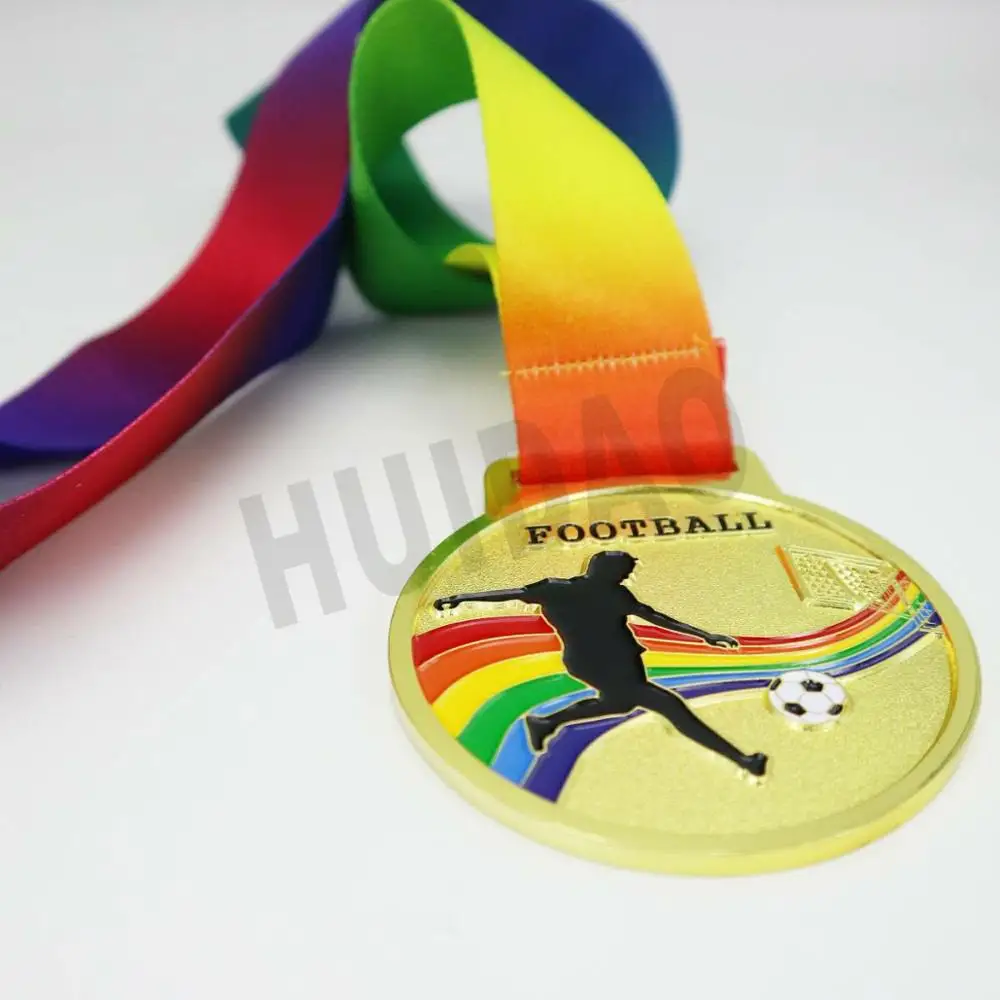 1 шт. футбольная медаль размер 70 мм золотого цвета с лентой мягкая эмаль футбольная чемпионная медаль