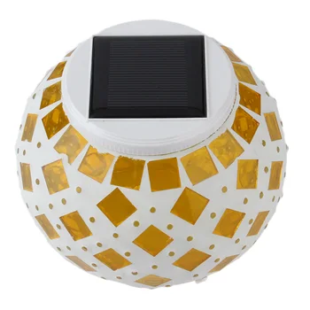 

Solar Powered Ceramics Yellow Glass Color Change LED Night Light Bed Lamp