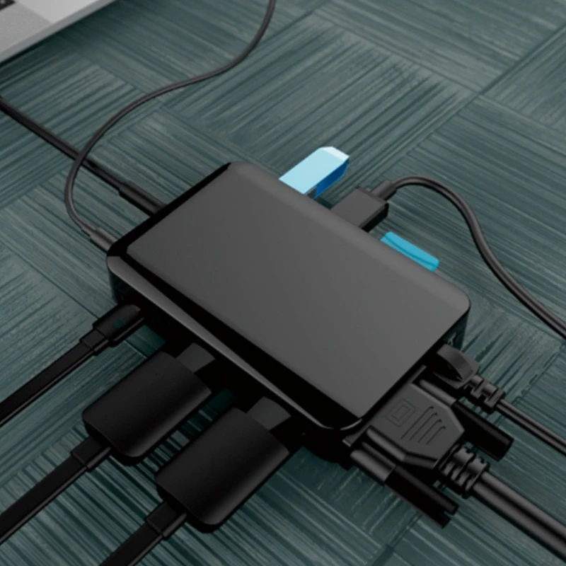 Usb хаб 9 в 1 многопортовый USB C двойной RJ45 HDMI адаптер 3 5 o VGA PD зарядная док станция для