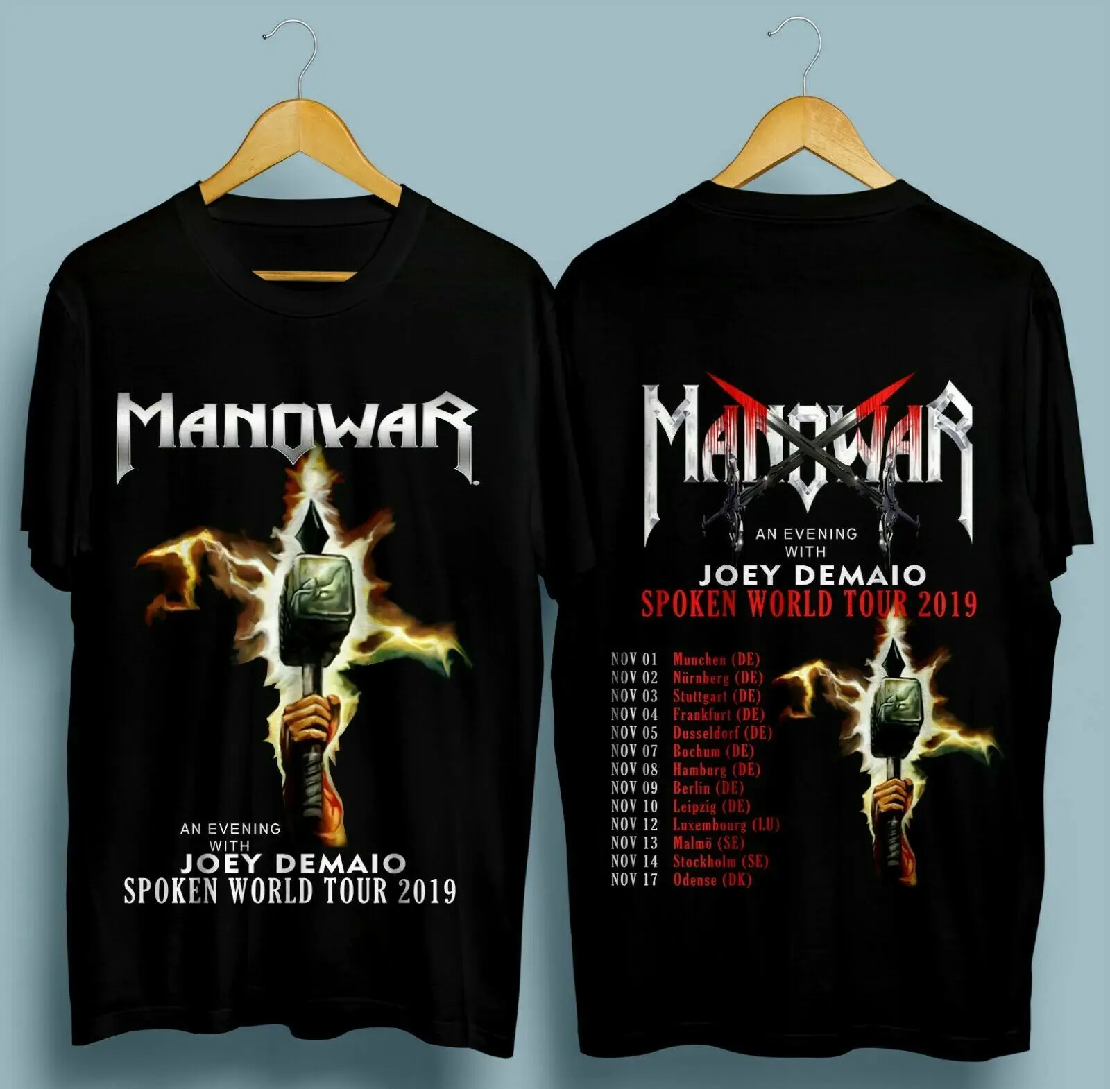 Новый Manowar Тихий мир Тур ноября 2019 черная футболка S-2XL Новое поступление забавные