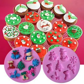 

Cake Mould Christmas snowflake snowman sock Fondant DIY Kitchen Decorations Mold Silicone Mold Cake Mold Silicone Baking Tools