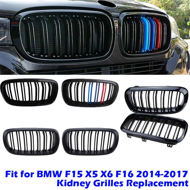 Front Hood Kidney Grille Bumper Black Dual Grill Fit For Bmw F15 X5 F16