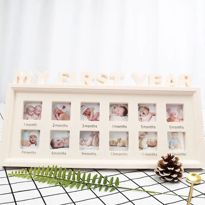 Creative DIY 0-12 Month Baby "MY FIRST YEAR" Pictures Display Plastic Photo Frame Souvenirs Commemorate Kids Growing Memory Gift