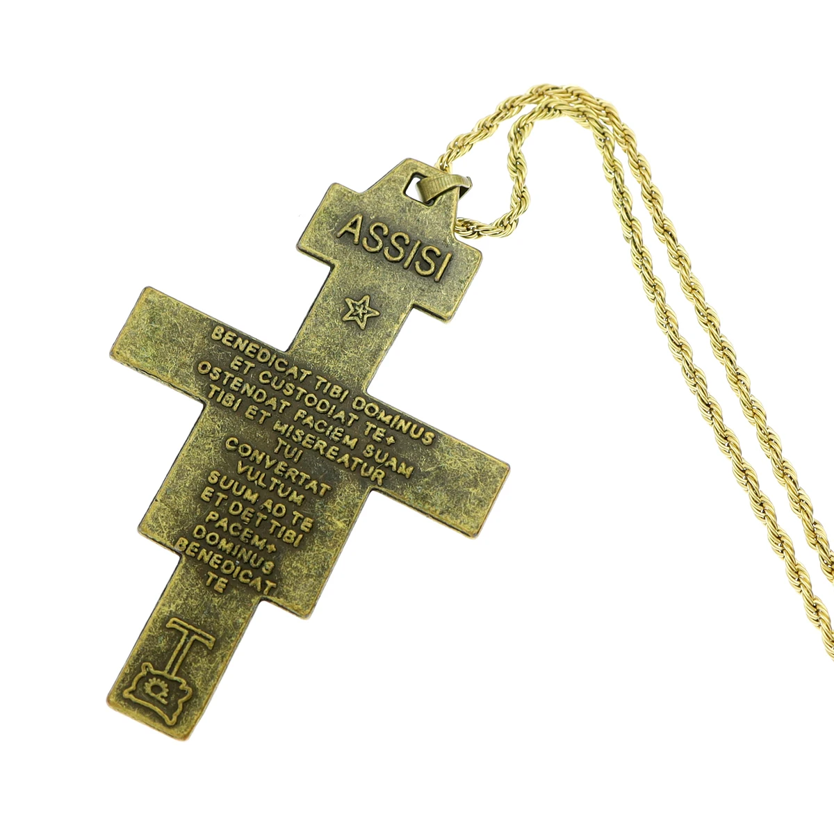 Women Retro Saint St Francis of Assisi Tau San Damiano Cross Necklace Catholic Crucifix Tribal Bridal Gift Punk Rock Celebrity - Image 6
