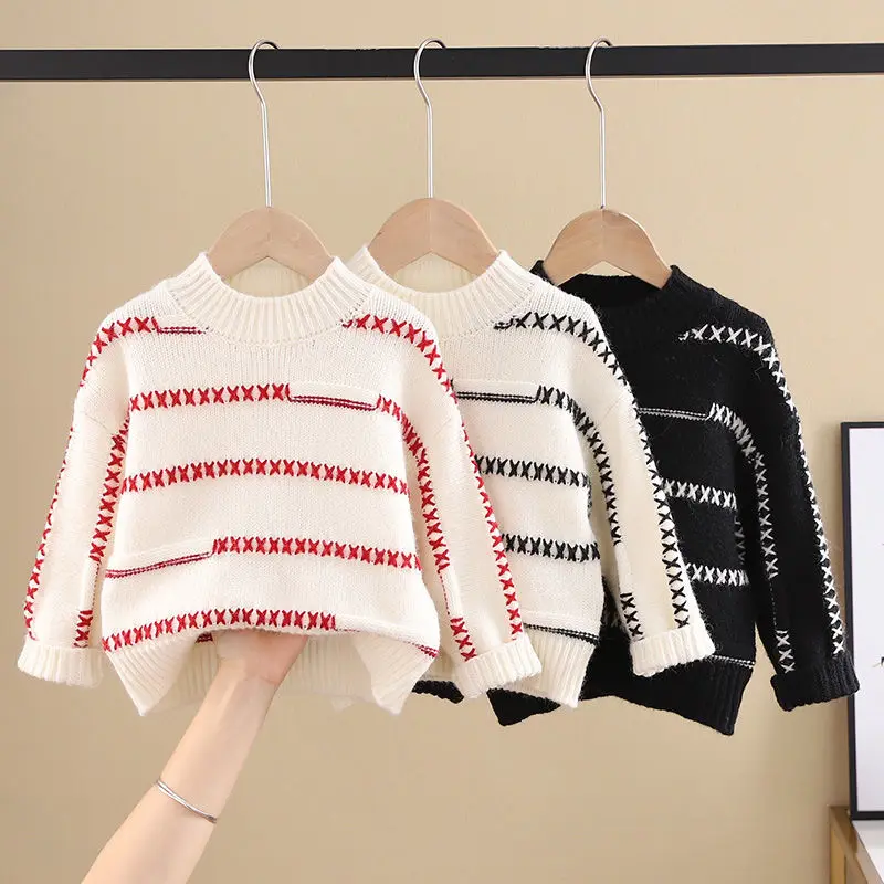 

80CM-140CM Children's sweater pullovers 2020 Autumn/winter new style boy's and girls' pullovers with velvet thickened base