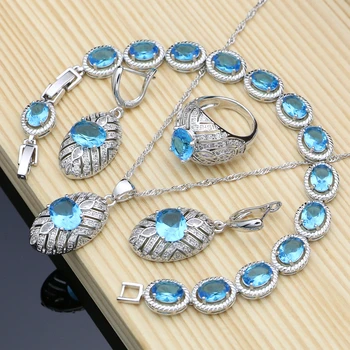 

Natural Zircon Costume Jewelry Kits Bridal Silver 925 Jewelry Set For Women Earrings/Pendant/Rings/Bracelet/Necklace Set