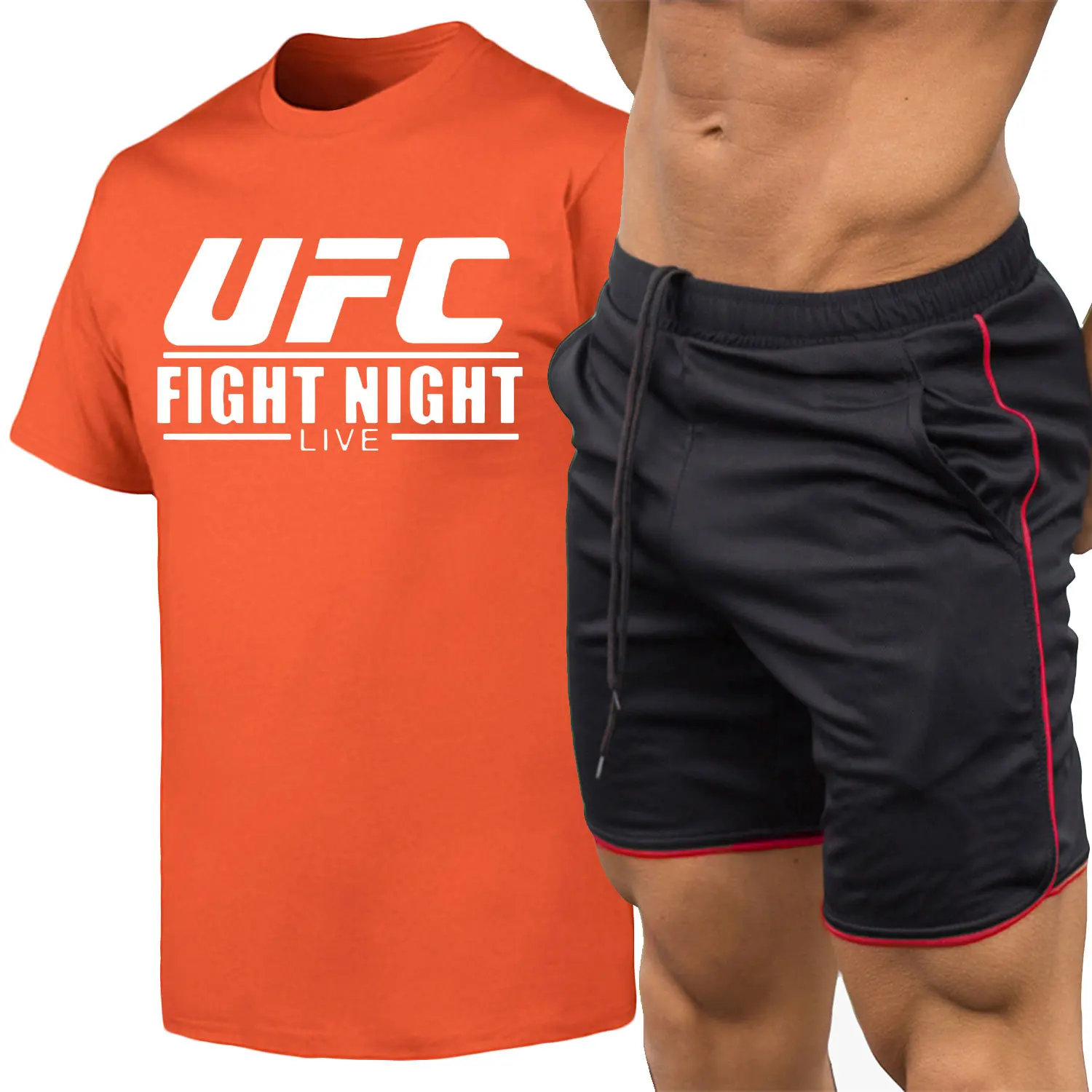 Mma ufc Europe And America Fighting Extreme Fighting Short Sleeve Casual MEN'S T-shirt+ Sports Shorts Set