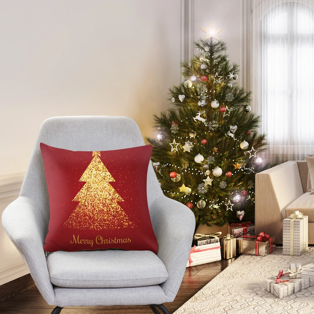 Веселое Рождество Наволочка персиковая кожа диванная Подушка Чехол Funda Cojin Housse De Coussin Cojines домашний Декор 45*45 см