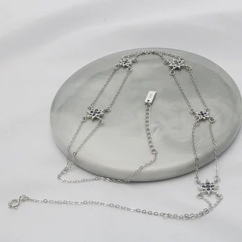 

YiShi S925 sterling silver mini starry blue diamond chocker clavicle chain Korean fashion necklace