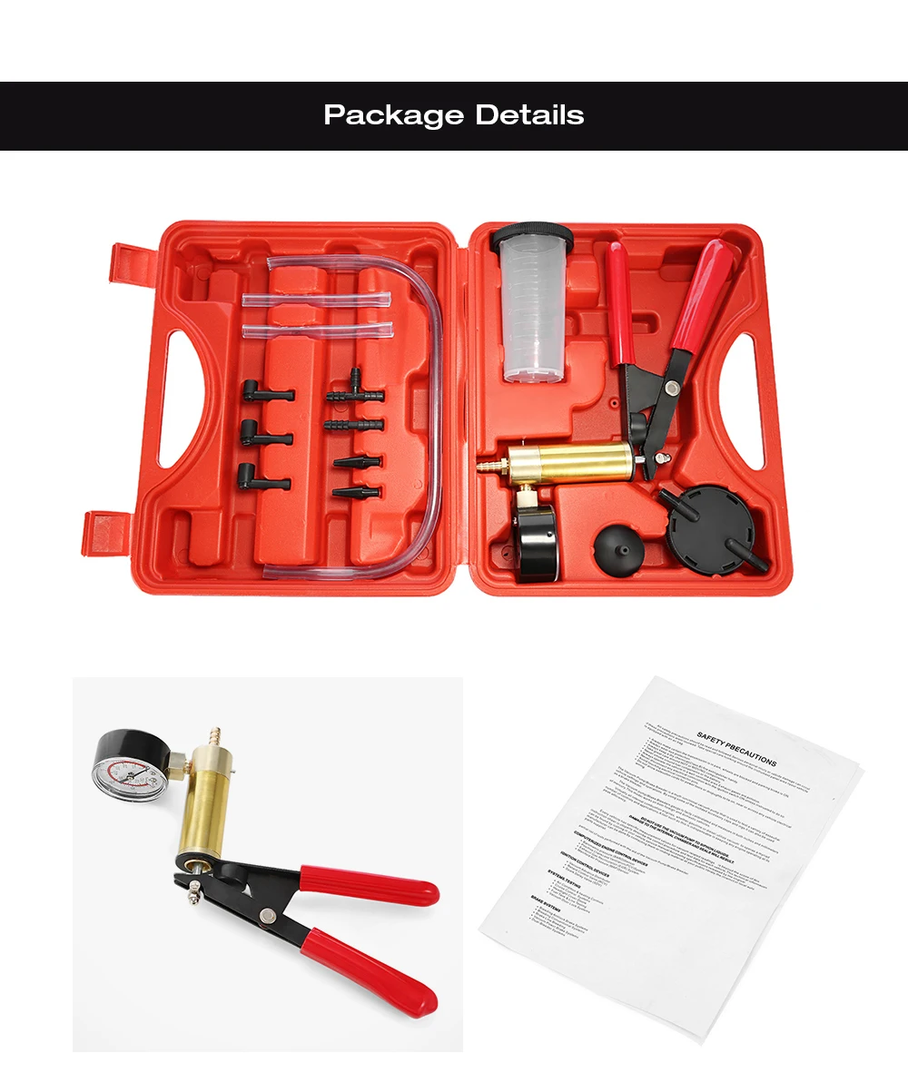 Brake Fluid Bleeder Vacuum Pistol Pump Hand Held Tester Kit
