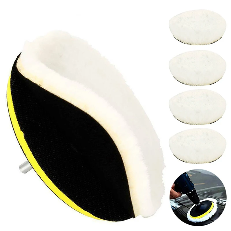 5-piece Set Car Polisher Polishing Sponge Beauty Waxing Cleaning Wool Pad Wheel Mop Kit | Дом и сад