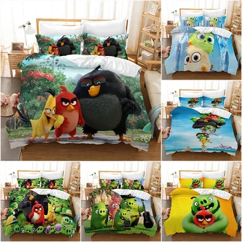

Kids Bedding 3D Angry-birds Print Duvet Cover with Pillow Cover Bedding Set Single Double Twin Full Queen Size for Bedroom Decor