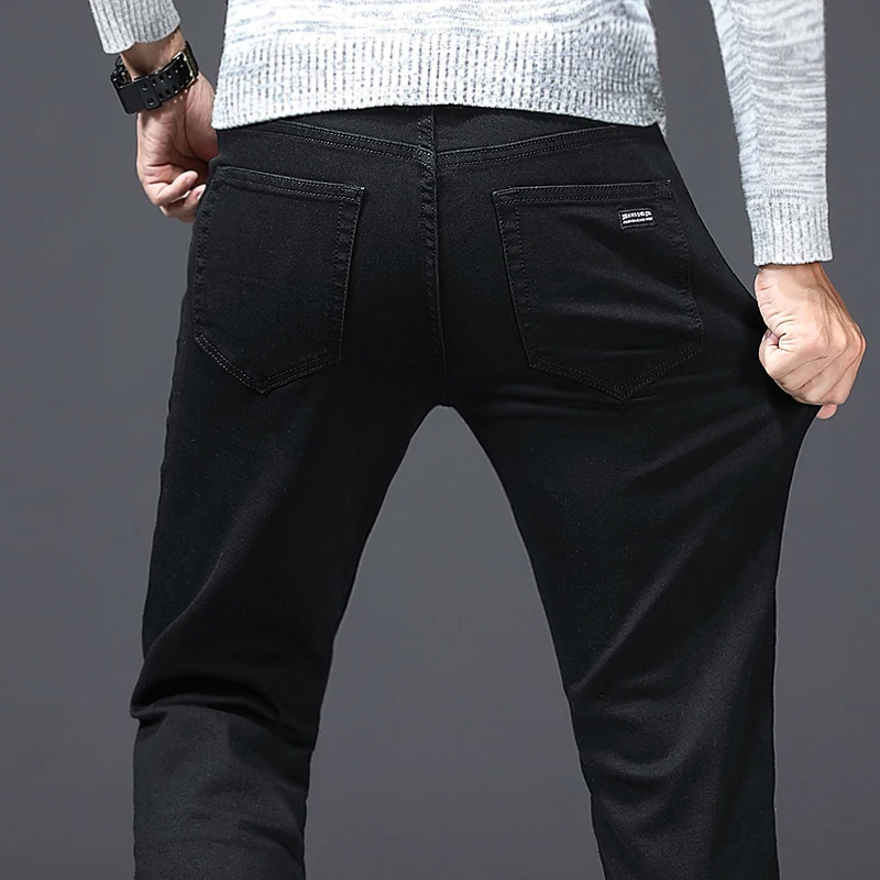 2021 Spring Men Top Brand New Men's Jeans Business Casual Elastic Comfort Straight Denim Pants Male High Quality Brand Trousers bell bottom jeans for men