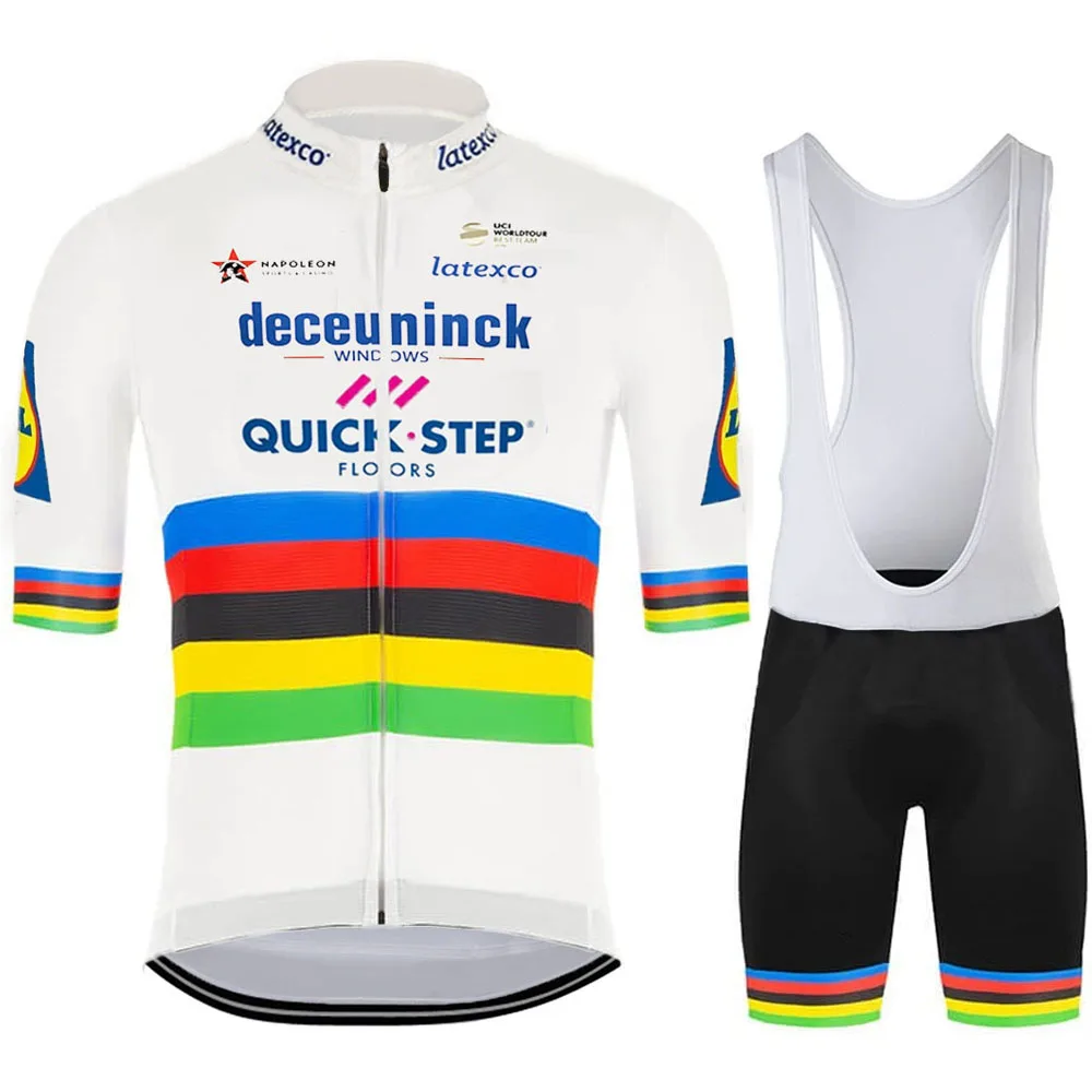 WORLD CHAMPION Cycling Jersey Set QUICK STEP Cycling Clothing Road Bike Shirt Suit Bicycle Bib Shorts MTB Maillot Culotte cycling suit cycling jersey set
