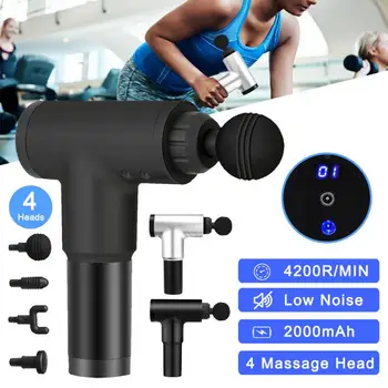 

4200r/min Muscle Massage Gun Sport Therapy Massager Body Relaxation 6 Speed Pain Relief Slimming Shaping Massager 4 Heads