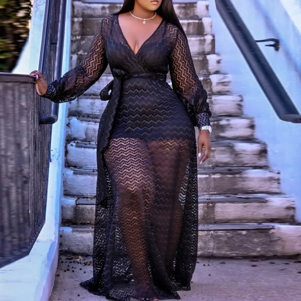 Polyester Mesh See-through Sexy Dress Women Matching Suspenders Vest Plus Size Two-piece Set Night Club Party Dress XL-5XL
