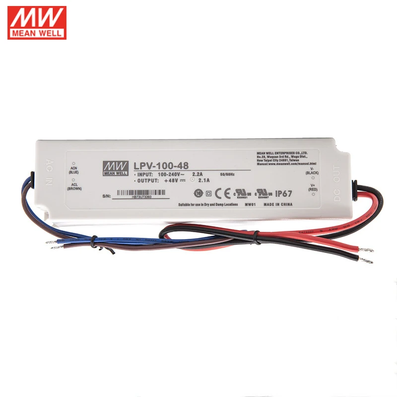 LPV 100 48 MEAN WELL Светодиодный драйвер 110/100 В переменного тока до постоянного a Вт