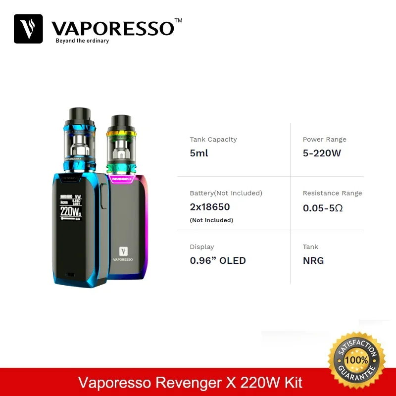 Испаритель Vaporesso Revenger X Kit 220 Вт TC бокс мод с баком для вейпа NRG 5 мл катушка GT4