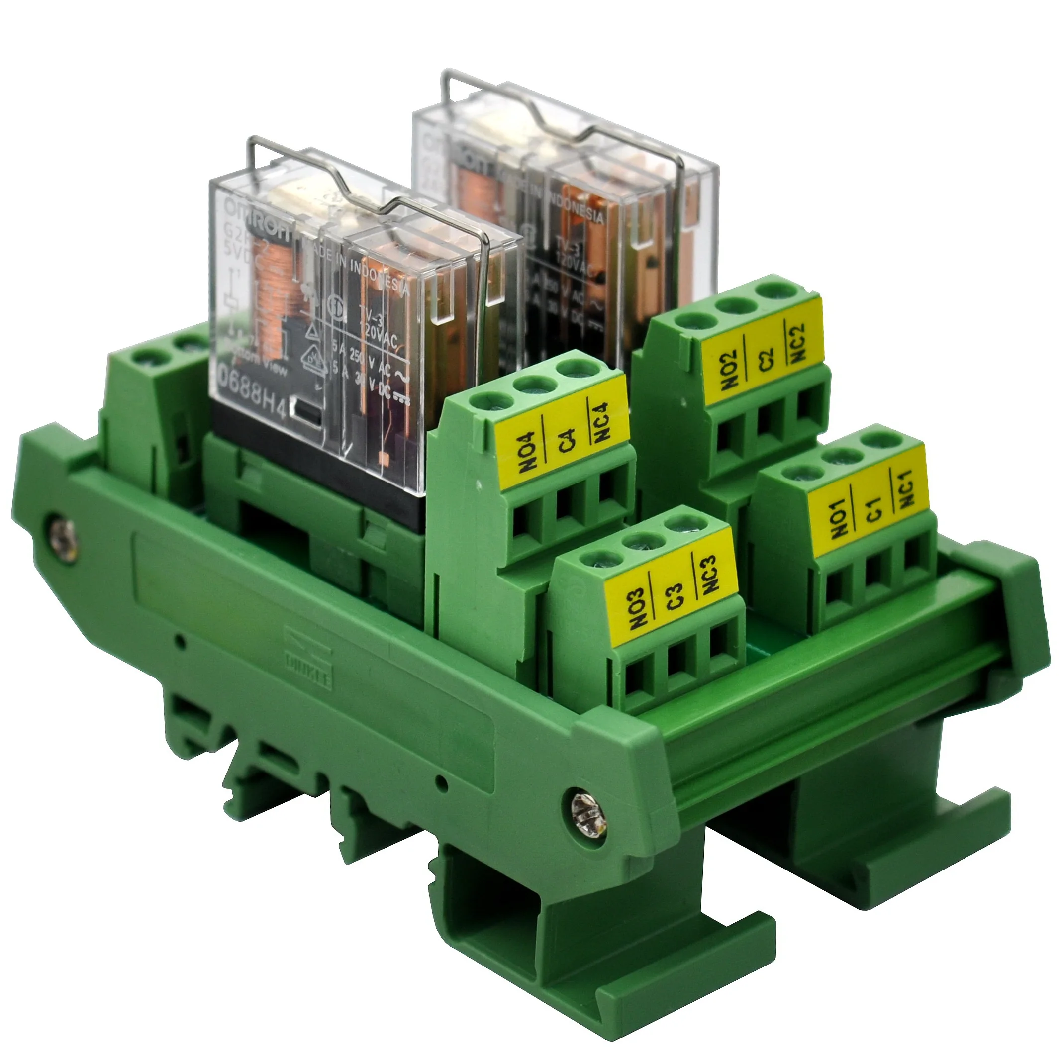 Электроника-салон DIN рейку крепление AC/DC 5V управления 2 DPDT 5Amp Подключаемый модуль интерфейса реле питания