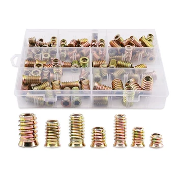 

95Pcs Metric Thread Insert Screw-In Nut Hex Socket Drive Threaded Insert Nuts Assortment Set for Wood Furniture