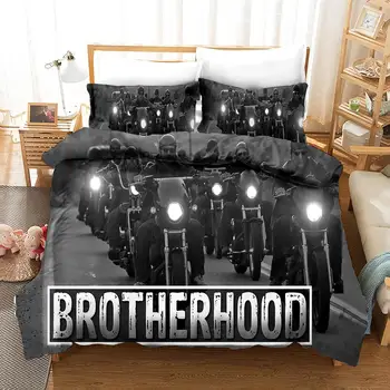 

Cool Motorcycle Racer Brotherhood Bedroom Decor Bedding Set 100% Microfibe 1PC Duvet Cover with Pillowcases No Comforter