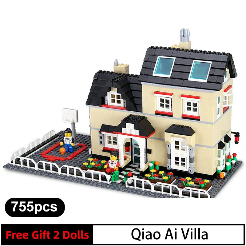 755pcs No Box 755 шт 34052 Qiao Ai садовая вилла строительные блоки деревья цветок классический дом для двора архитектурная модель образовательные игрушки для детей - Цвет: 755pcs No Box