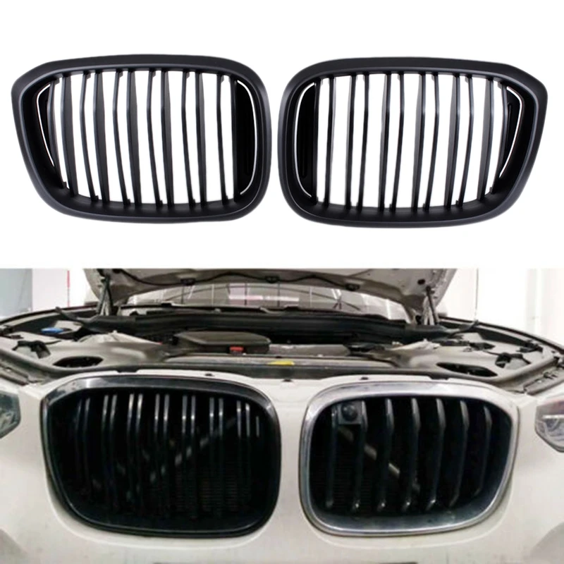 

2Pcs Car Front Kidney Grille Black Double Rod for Bmw X3 G01 18-19 X4 G02 2019