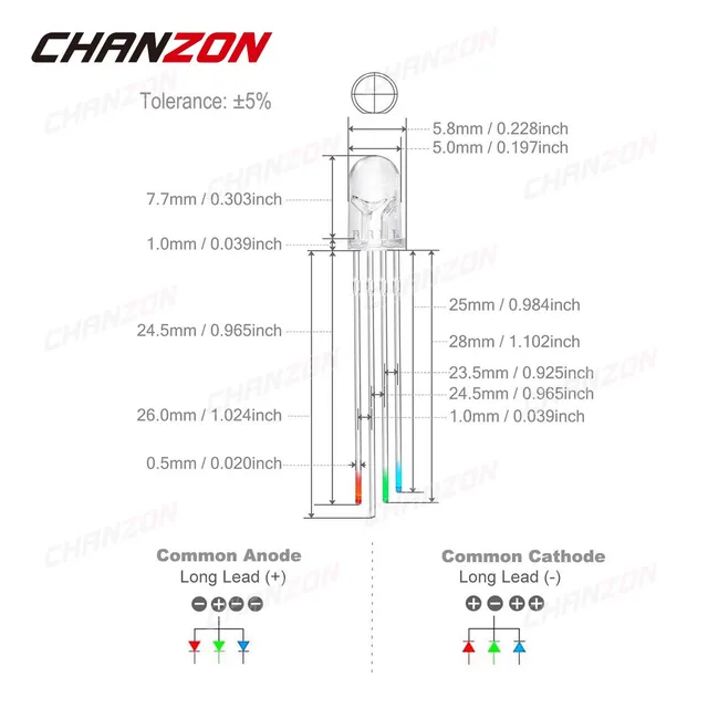 Diodo Emissor de Luz RGB de 5 mm