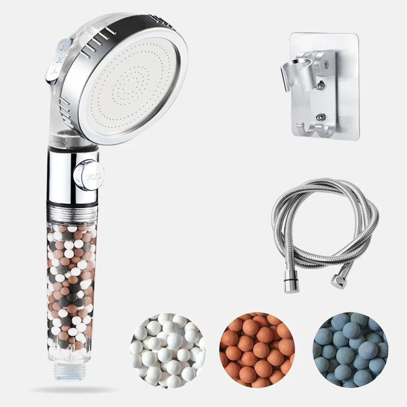 

3 Modes Bath Shower Adjustable Jetting Shower Head High Pressure Saving water Bathroom Anion Filter Shower SPA Nozzle