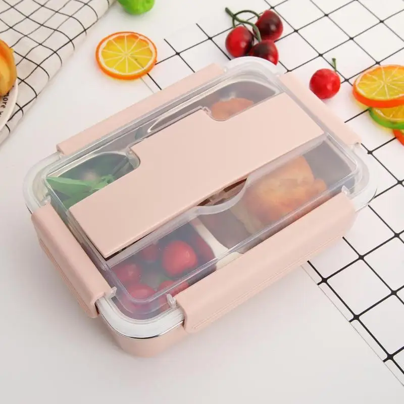 Разделенные сетки Ланч-бокс из нержавеющей стали Bento box утолщение пищевой контейнер