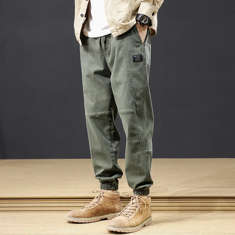 

Fashion Streetwear Men Jeans High Quality Loose Spliced Designer Casual Harem Trousers Cargo Pants Wide Leg Hip Hop Jogger Pants