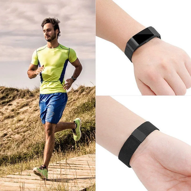

Milanese Loop bracelet Metal Watchband Wristwatch Bands Replacement Accessories for Fitbit Charge 2 watch series