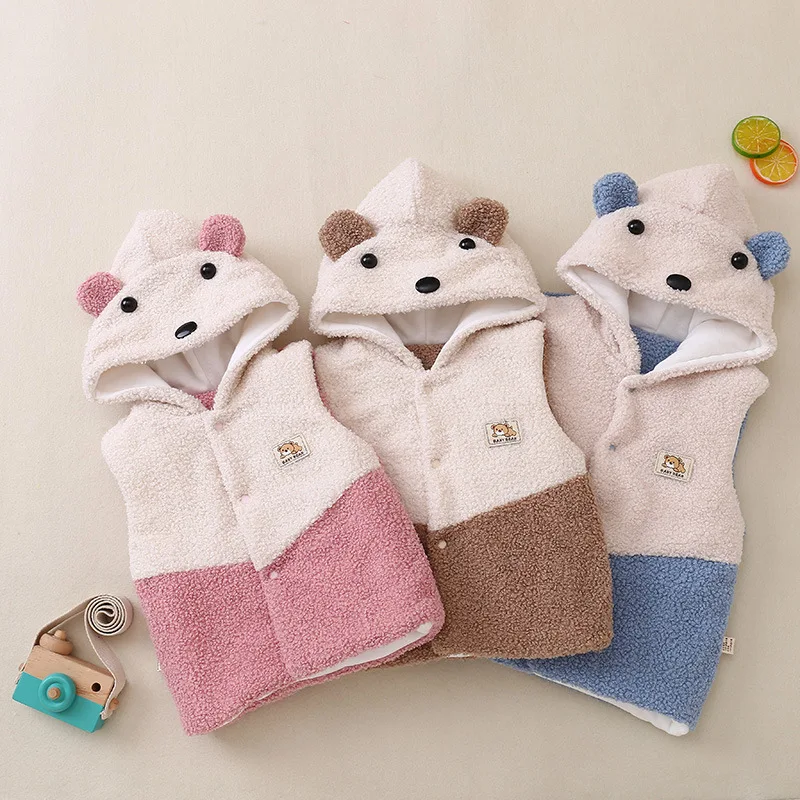 

Hot Autumn Winter Kids Hooded Vest Coat Children Cartoon Print Jacket Winter Baby Boys Girl Warm Outerwear Outfits Coat 1 8