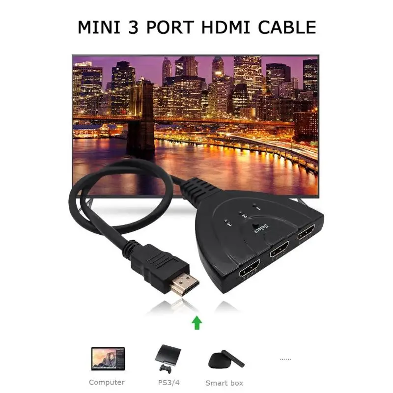 Мини 3 порта Переходник HDMI разветвитель Кабель 1.3b 4K* 2K 1080P Переключатель HDMI 3 в 1 выход порт концентратор для HDTV Xbox PS3 PS4