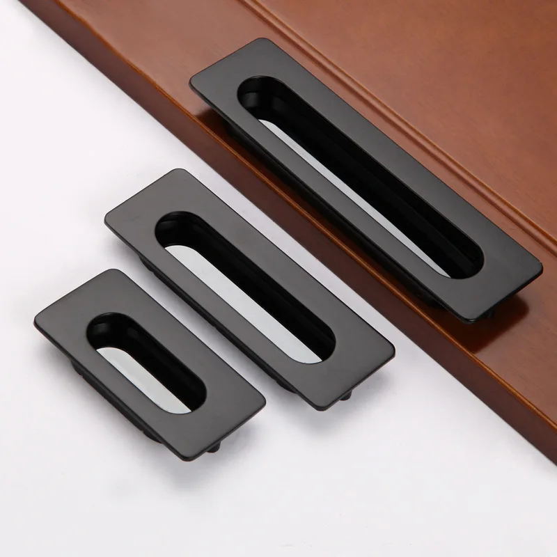 

Black And White with Pattern Zinc Alloy Concealed Handle European Style Matte Black Drawer Recessed Handle Trench Wardrobe Drawe