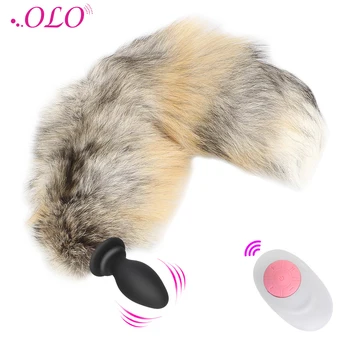 OLO Remote Control Fox Tail Anal Plug Vibrator Cosplay Sex Toys for Couples Vibrating Butt Plug Anus Dilator Adult Game 1