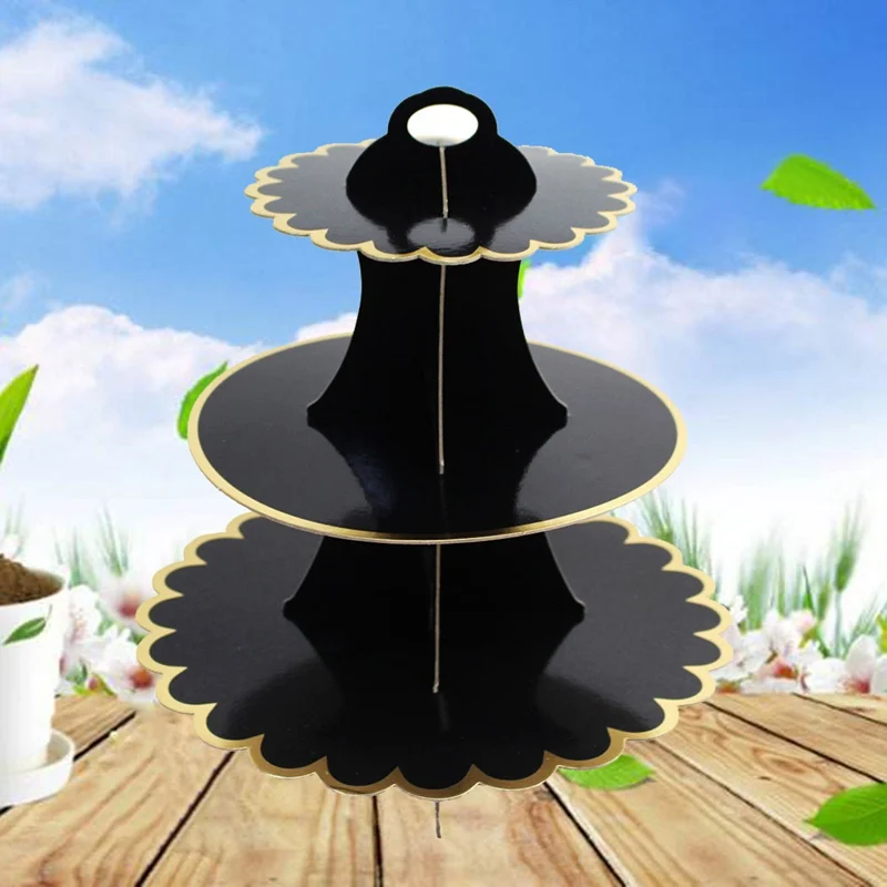 Высокое качество подставка для десерта вечерние DIY круглый дисплей стенд Съемный трехслойный бумажный торт стенд(белый черный серебро или золото