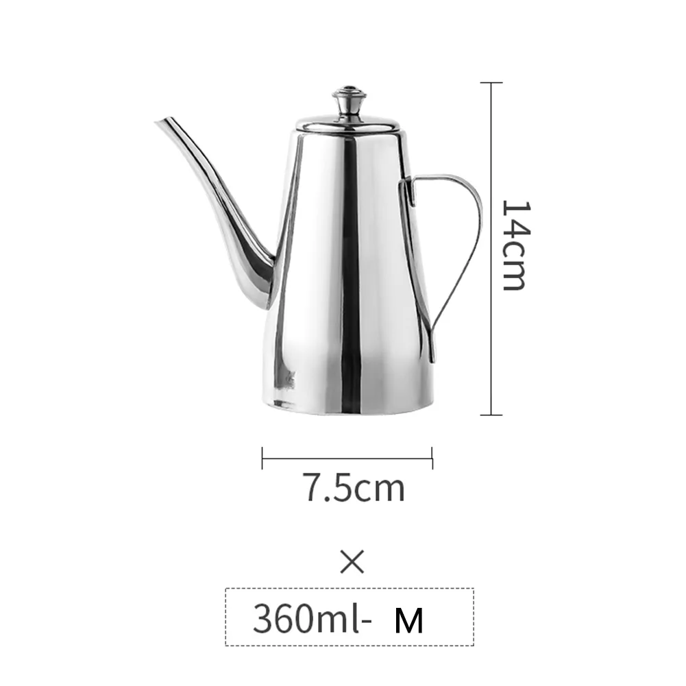 With Lid Leak Proof Bottle BBQ Long Mouth Cooking Stainless Steel Cruet Container Kitchen Drip Free Vinegar Pot Oil Dispenser