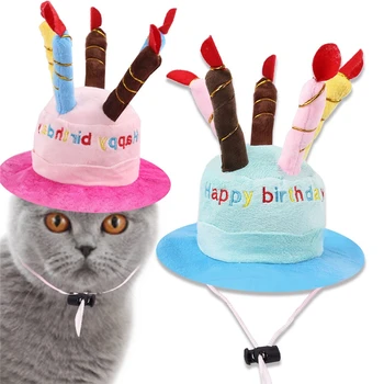 

Dog hat pet dog cat hat with birthday cake cap candle gift design birthday party costume headdress baby accessories goods