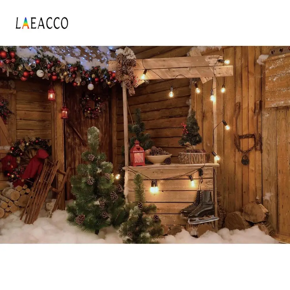 

Photo Background Toys Christmas Tree Skis Garland Firewood Glowing Light Bulb Photo Booth Photographic Backdrop For Photo Studio