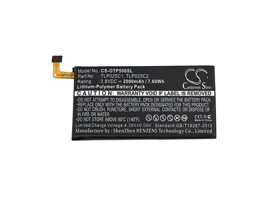 Обновленная батарея Cameron Sino для Alcatel TLP025C1 One Touch Pop 4 Plus, One Touch Pop 4+, OT-50560, OT-5056D 2000 мАч/Вт/ч