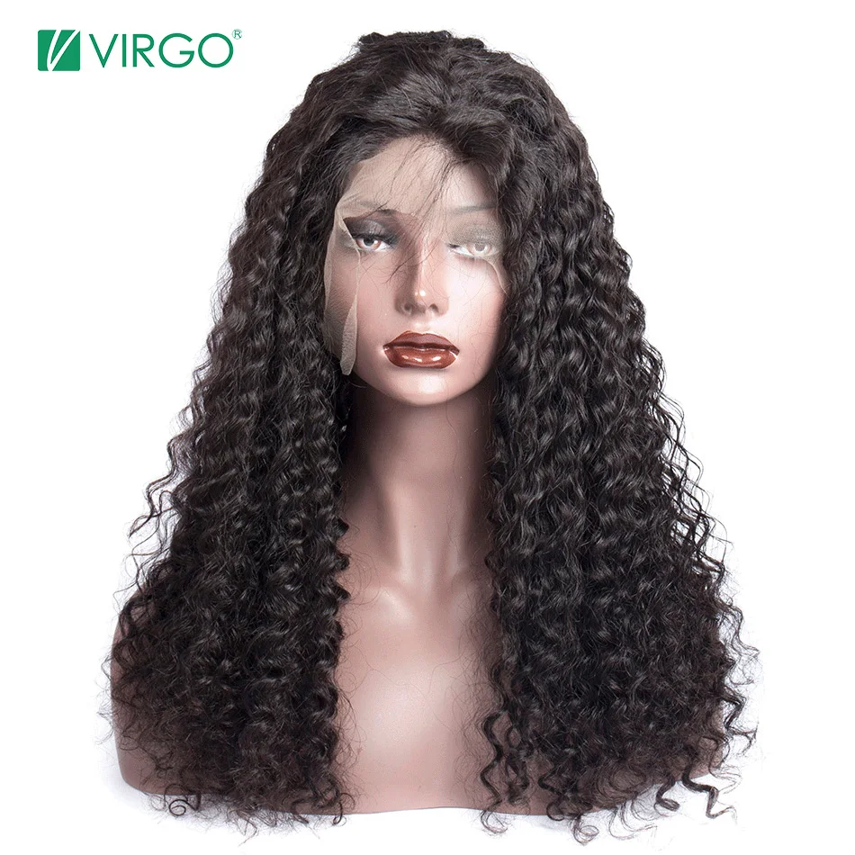 Virgo кудрявые парики шнурка 360 фронтальный парик шнурка с детскими волосами средняя Малайзия 130 150 плотность человеческих волос парики не