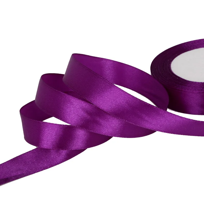 Purple 25 ярдов/рулон 7 мм 10 мм 13 мм 15 мм 20 мм 25 мм 38 мм шелковый атлас ленты принадлежности для шитья ленты ручной работы ремесла материалы подарочная упаковка - Цвет: Purple