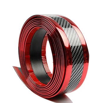 

3D Shine Beautiful Fit Tightly Car Sticker Carbon Fiber Rubber Door Protection Bumper Strip 1x Anti-collision Strip