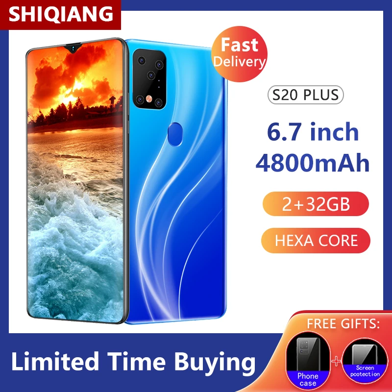 SOYES S20 Plus 6.7Inch 4800mAh Cell Phone Water Drop Screen Smartphone 2GB+32GB Global Version Hexa Core Mobile Phones