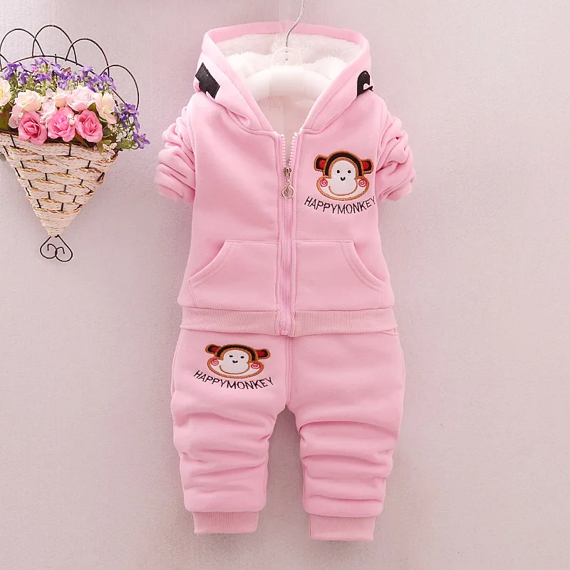 

Tong zhuang tao 2019 Winter Children Baby Monkey Brushed And Thick Set BOY'S Girls Cartoon Pattern Hoodie