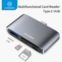 Устройство для считывания карт hagides type-C USB-C USB 3,0 SD/Micro SD/TF OTG адаптер для ноутбука/USB-C телефона type C многофункциональный конвертер